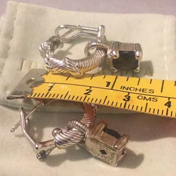 Vintage Judith Ripka Hoop Earrings With Natural Cushion Cut Smoky Quartz Charms - Picture 15 of 15